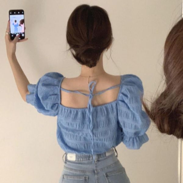 women's blouses & shirts yocalor backless lace up blouse women korean chic square collar puff sleeve ladies blusa summer 2021 fashion f, White
women's blouses & shirts yocalor backless lace up blouse women korean chic square collar puff sleeve ladies blusa summer 2021 fashion f, White