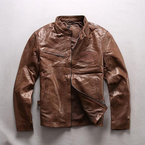 men's leather & faux plus size brown color man genuine jacket 100% cow skin,slim embroidery coat, Black
men's leather & faux plus size brown color man genuine jacket 100% cow skin,slim embroidery coat, Black
