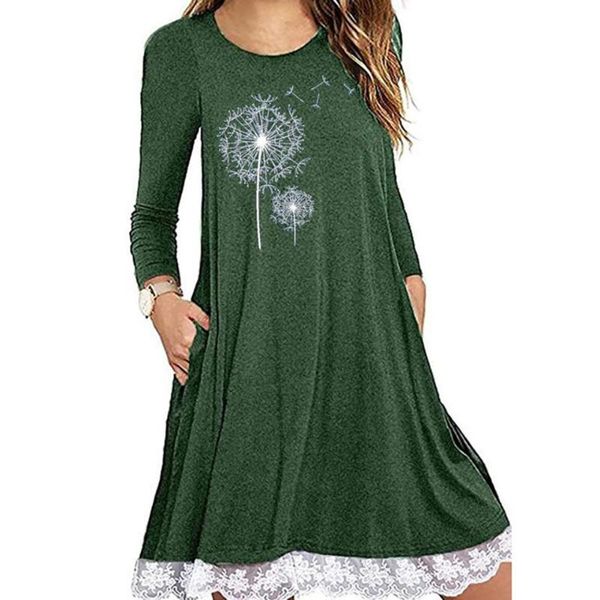 women autumn print long sleeve lace patchwork dandelion loose leisure large hem dress casual dresses, Black;gray
women autumn print long sleeve lace patchwork dandelion loose leisure large hem dress casual dresses, Black;gray
