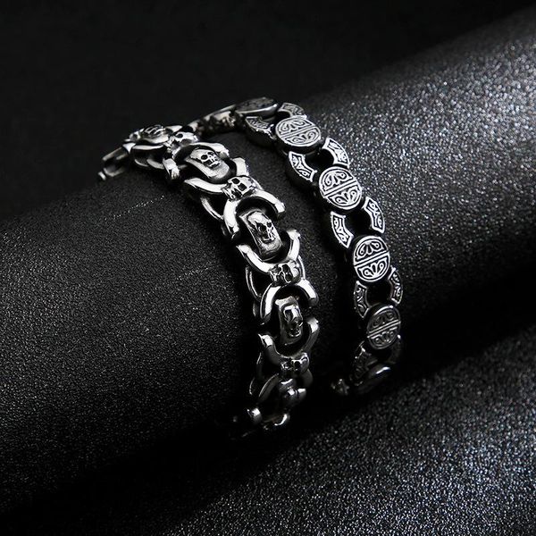 link, chain european & american fashion retro hand jewelry street po pattern skull men titanium steel bracelet, Black
link, chain european & american fashion retro hand jewelry street po pattern skull men titanium steel bracelet, Black