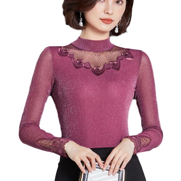 fashion lace blouse women long sleeve slim bright silk embroidery blouses plus size shiny lurex shirt camisas mujer women's & shirts, White
fashion lace blouse women long sleeve slim bright silk embroidery blouses plus size shiny lurex shirt camisas mujer women's & shirts, White