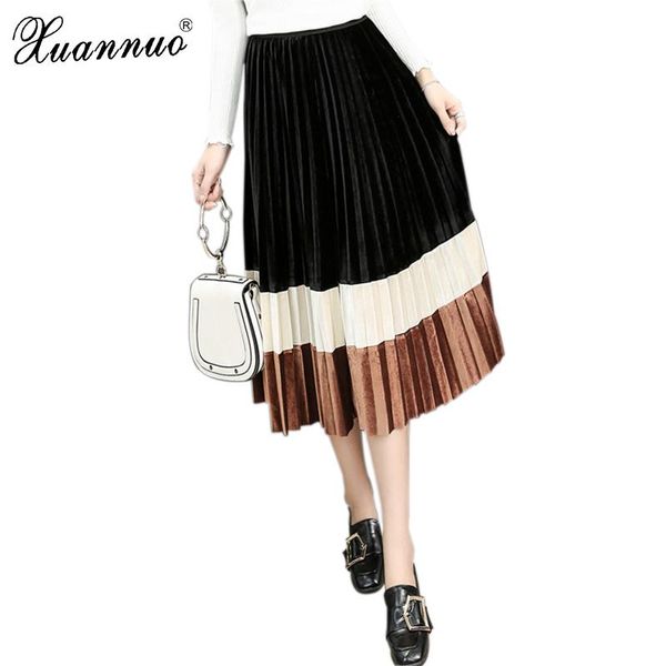skirts xuannuo women pleated skirt 2021 autumn winter patchwork contrast color long high waist elegant lady fashion s6020, Black
skirts xuannuo women pleated skirt 2021 autumn winter patchwork contrast color long high waist elegant lady fashion s6020, Black