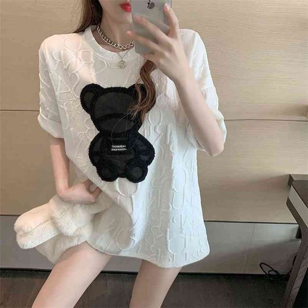 funny kawaii cartoon tees women clothes harajuku girls letter jacquard o-neck short sleeve summer casual basic t shirt 210623, White 
funny kawaii cartoon tees women clothes harajuku girls letter jacquard o-neck short sleeve summer casual basic t shirt 210623, White