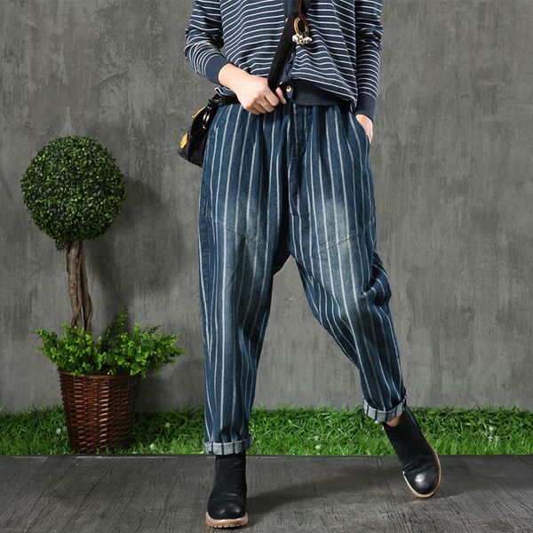 women's jeans spring autumn arts style women elastic waist denim harem pants vintage loose stripe all-matched casual d465 7h3c, Blue
women's jeans spring autumn arts style women elastic waist denim harem pants vintage loose stripe all-matched casual d465 7h3c, Blue