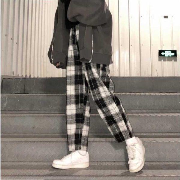 women's pants & capris harajuku plaid 2021 streetwear harem autumn ladies casual, Black;white
women's pants & capris harajuku plaid 2021 streetwear harem autumn ladies casual, Black;white