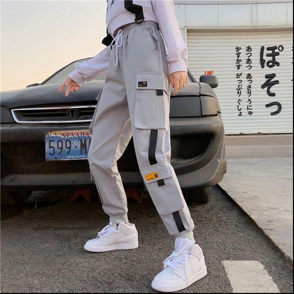 fashion elastic waist cargo casual womens capri loose ankle length streetwear trousers plus size female jogger, Black;white
fashion elastic waist cargo casual womens capri loose ankle length streetwear trousers plus size female jogger, Black;white