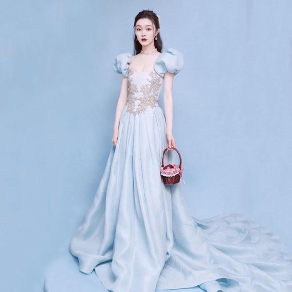 ethnic clothing puff sleeve trailing qipao satin appliques cheongsam square collar evening party dress vintage celebrity banquet vestidos go, Red
ethnic clothing puff sleeve trailing qipao satin appliques cheongsam square collar evening party dress vintage celebrity banquet vestidos go, Red