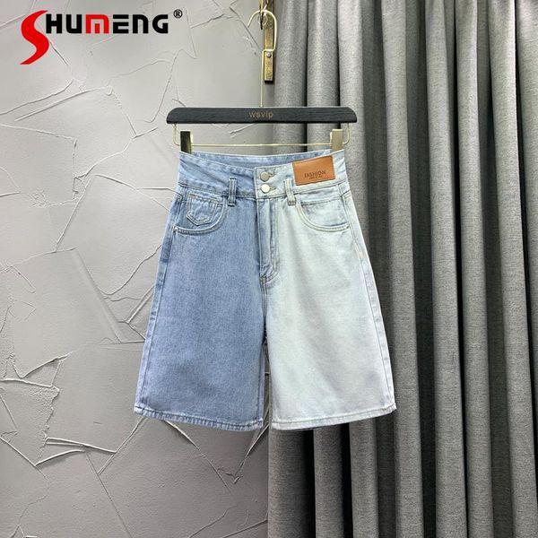 women's jeans 2021 summer contrast color casual loose straight high waist a- line shorts wide leg middle pants fifth women, Blue 
women's jeans 2021 summer contrast color casual loose straight high waist a- line shorts wide leg middle pants fifth women, Blue