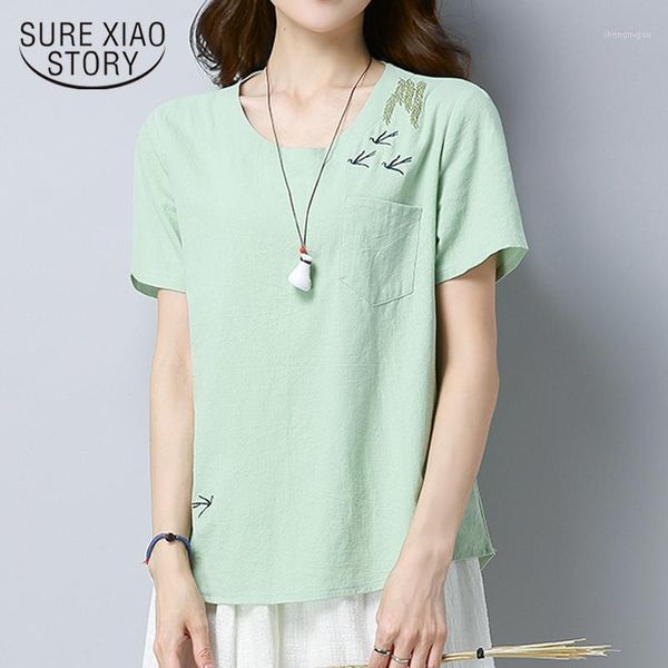 women's blouses & shirts 2021 summer sweet solid cotton linen women shirt blouse short sleeve blusas embroidery female clothing d834 3, White
women's blouses & shirts 2021 summer sweet solid cotton linen women shirt blouse short sleeve blusas embroidery female clothing d834 3, White