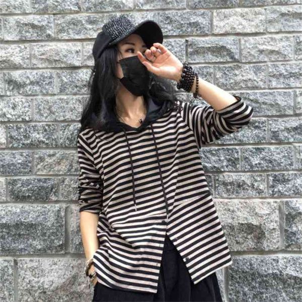spring autumn arts style women long sleeve loose hooded tee shirt femme cotton striped casual tshirt plus size v235 210512, White
spring autumn arts style women long sleeve loose hooded tee shirt femme cotton striped casual tshirt plus size v235 210512, White