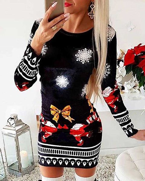 autumn women elegant mini casual dress female o-neck stylish christmas snowflake print long sleeve dress 210716, Black;gray
autumn women elegant mini casual dress female o-neck stylish christmas snowflake print long sleeve dress 210716, Black;gray