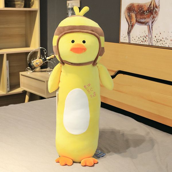 60cm Kawaii Helmet Duck Plush Toys Long Duck Stuffed Dolls Cartoon Duck Plush Dolls Gifts For Kids