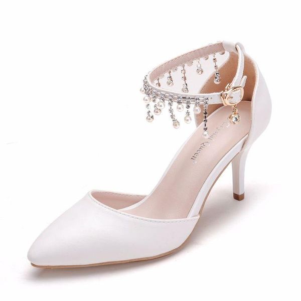 sandals women wedding party banquet pu rhinestones buckle strap 7.5cm thin high heels pointed toe shoes size 35-42 white, Black
sandals women wedding party banquet pu rhinestones buckle strap 7.5cm thin high heels pointed toe shoes size 35-42 white, Black
