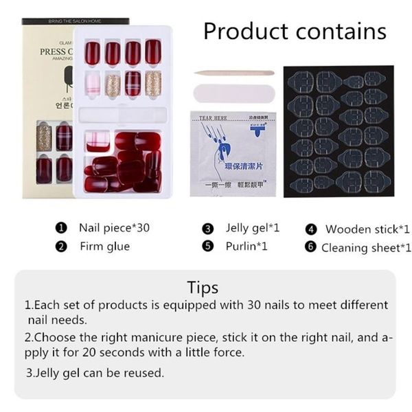 false nails fake nail art manicure tip pressure design set full coverage artificial dhort package kiss display clear drunk stick, Red;gold
false nails fake nail art manicure tip pressure design set full coverage artificial dhort package kiss display clear drunk stick, Red;gold