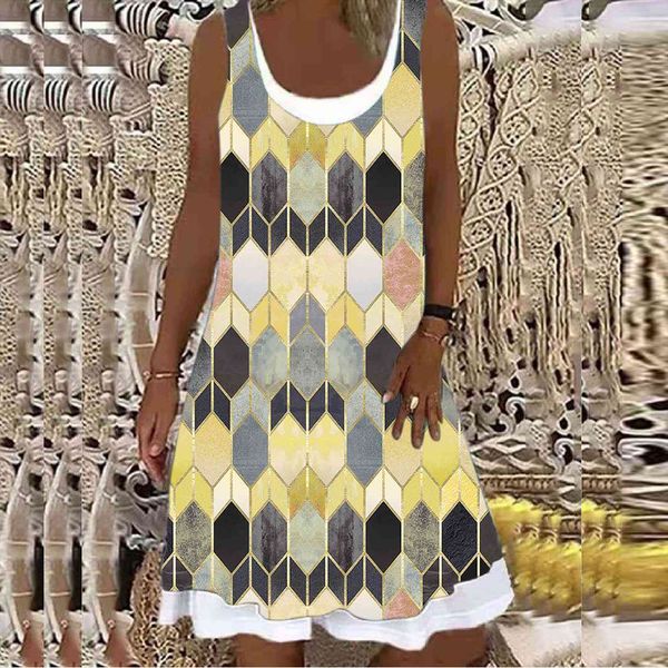 retro geometric plaid printed womens dresses round neck sleeveless loose beach sundress female vestidos, Black;gray
retro geometric plaid printed womens dresses round neck sleeveless loose beach sundress female vestidos, Black;gray