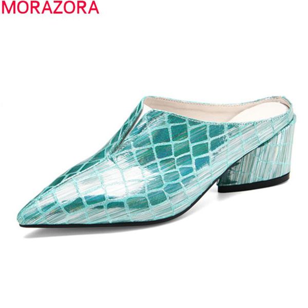 dress shoes morazora 2021 genuine leather sandals women thick heels mules pointed toe summer ladies, Black
dress shoes morazora 2021 genuine leather sandals women thick heels mules pointed toe summer ladies, Black