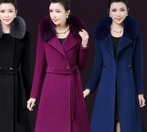 women's wool & blends slim jacket winter clothing fashion warm woolen blended coat belt elegant double-breasted, Black
women's wool & blends slim jacket winter clothing fashion warm woolen blended coat belt elegant double-breasted, Black