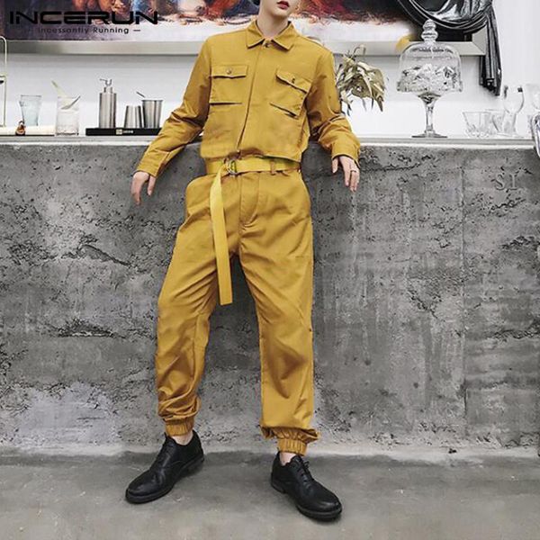 long sleeve lapel casual pants overalls incerun men jumpsuits fashion solid pockets rompers man buttons joggers with belts 3xl 7 men's, Black
long sleeve lapel casual pants overalls incerun men jumpsuits fashion solid pockets rompers man buttons joggers with belts 3xl 7 men's, Black