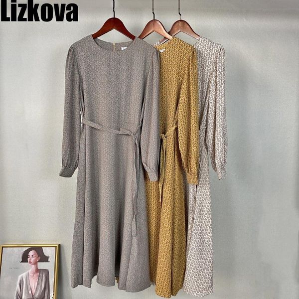 casual dresses lizkova spring chiffon dress women floral print o-neck long sleeve vintage rope 2021 female high waist bandage vestido ab1912, Black;gray
casual dresses lizkova spring chiffon dress women floral print o-neck long sleeve vintage rope 2021 female high waist bandage vestido ab1912, Black;gray