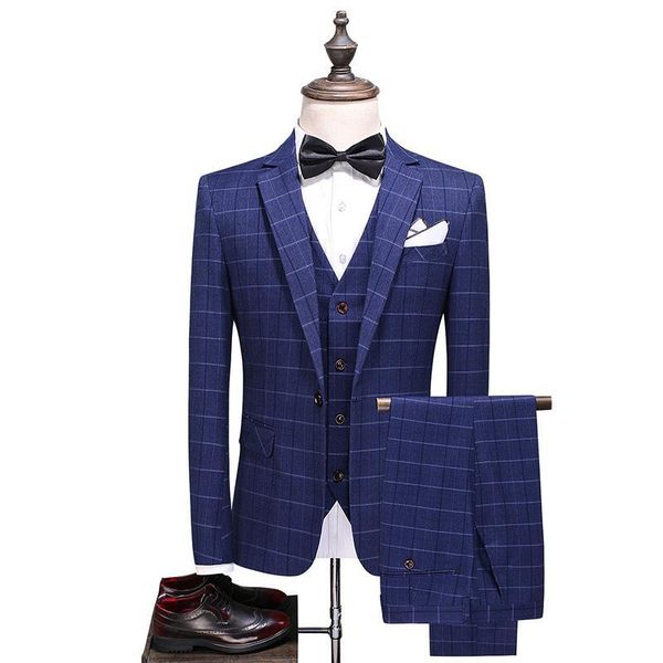 men's suits & blazers men blue plaid suit 3 piece slim fit wedding prom tuxedos formal dress windowpane quality-end business, White;black
men's suits & blazers men blue plaid suit 3 piece slim fit wedding prom tuxedos formal dress windowpane quality-end business, White;black