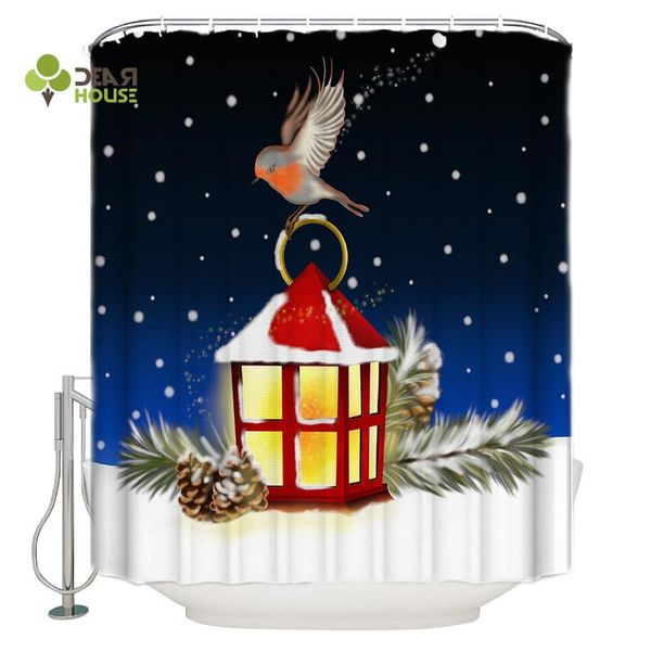 shower curtains dearhouse curtain christmas snow and bird bathroom home decoration