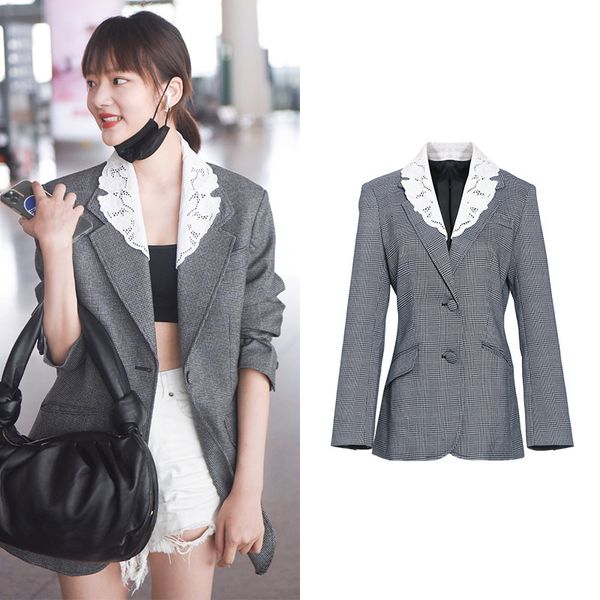 women's jackets korean fashion luxury vintage women black white plaid slim chic lace collar embroidered winter autumn coat 34ge, Black;brown
women's jackets korean fashion luxury vintage women black white plaid slim chic lace collar embroidered winter autumn coat 34ge, Black;brown