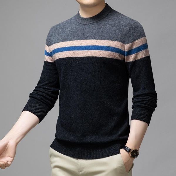 men's sweaters 100% crew wool thick fashion designer brand grade knit pullover mens sweater winter striped casual jumper men clothing, White;black
men's sweaters 100% crew wool thick fashion designer brand grade knit pullover mens sweater winter striped casual jumper men clothing, White;black