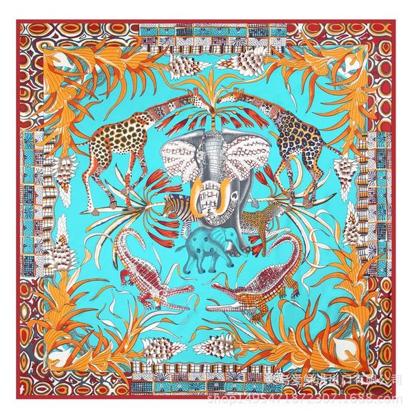 scarves silk scarf women large shawls elephant and giraffe print design square echarpes foulards femme wrap bandanas 130*130cm, Blue;gray
scarves silk scarf women large shawls elephant and giraffe print design square echarpes foulards femme wrap bandanas 130*130cm, Blue;gray