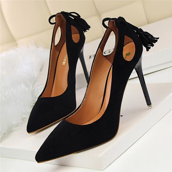 dress shoes autumn cut-outs bowtie tassel women pumps fashion solid suede pointed toe shallow high heels, Black
dress shoes autumn cut-outs bowtie tassel women pumps fashion solid suede pointed toe shallow high heels, Black