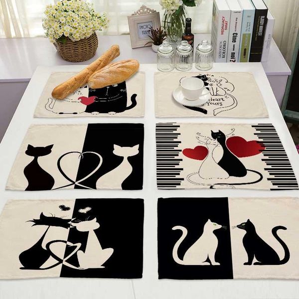 mats & pads bkack white cat pattern cotton linen pad dining table bowl cup mat kitchen placemat home decor ml0016
mats & pads bkack white cat pattern cotton linen pad dining table bowl cup mat kitchen placemat home decor ml0016