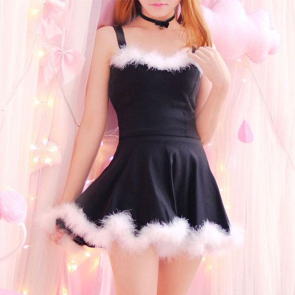 casual dresses 4 colors japanese young girl cute kawaii dress basic solid straps lovely fur hem dance party two piece set for women, Black;gray
casual dresses 4 colors japanese young girl cute kawaii dress basic solid straps lovely fur hem dance party two piece set for women, Black;gray