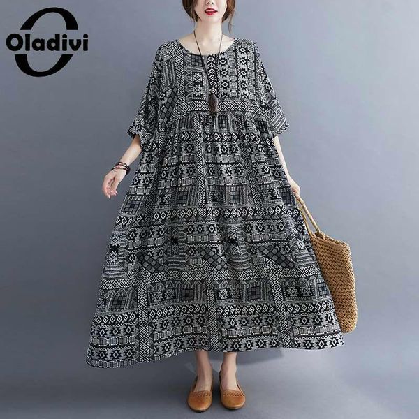 oladivi oversized plus size women fashion print summer dress ladies casual loose maxi long dresses tunics vestidios 8xl 7xl 6xl, Black;gray
oladivi oversized plus size women fashion print summer dress ladies casual loose maxi long dresses tunics vestidios 8xl 7xl 6xl, Black;gray