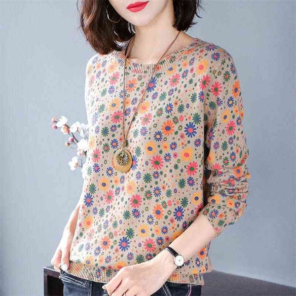 spring and autumn women's sweater loose printed knit crew neck bottom 210427, White;black
spring and autumn women's sweater loose printed knit crew neck bottom 210427, White;black