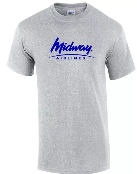 midway airlines blue logo us aviation airline sport gray cotton t-shirt, White;black
midway airlines blue logo us aviation airline sport gray cotton t-shirt, White;black