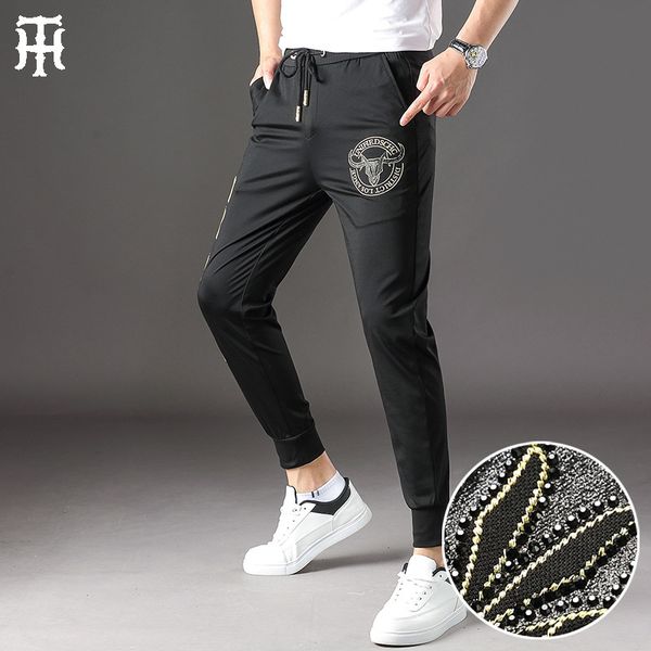 pants fashionable the casual men's spring and summer thin cattle head embroidery wear large size wei small legged brand, Black
pants fashionable the casual men's spring and summer thin cattle head embroidery wear large size wei small legged brand, Black