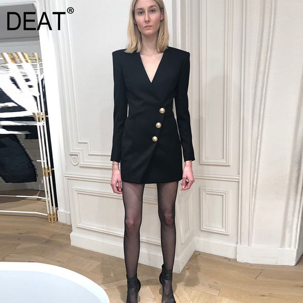 v-neck collar solid single breasted metal button tailoring suit dress mall goth fashion women clothing spring gx424 210421, Black;gray
v-neck collar solid single breasted metal button tailoring suit dress mall goth fashion women clothing spring gx424 210421, Black;gray