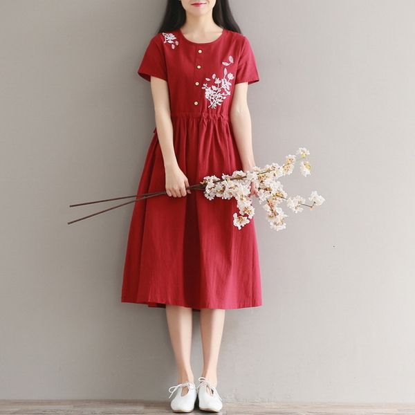 dresses women's new korean cotton hemp dress large round neck short sleeve medium length skirt, Black;gray
dresses women's new korean cotton hemp dress large round neck short sleeve medium length skirt, Black;gray
