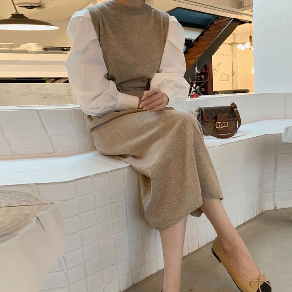 casual dresses fashion women bodycon patchwork maxi dress bandage autumn winter chic korean knitted female slim vestidos 4q76, Black;gray