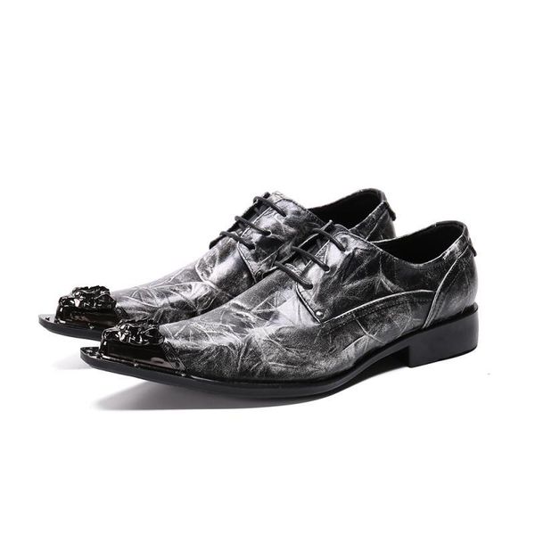 dress shoes retro gray genuine leather men wedding luxury metal pointed toe lace casual man big yards 44 45 46, Black
dress shoes retro gray genuine leather men wedding luxury metal pointed toe lace casual man big yards 44 45 46, Black