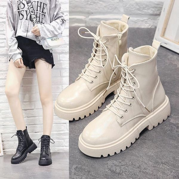 boots 2021 autumn and winter korean lace up side zipper fashion british short handsome motorcycle women's, Black
boots 2021 autumn and winter korean lace up side zipper fashion british short handsome motorcycle women's, Black