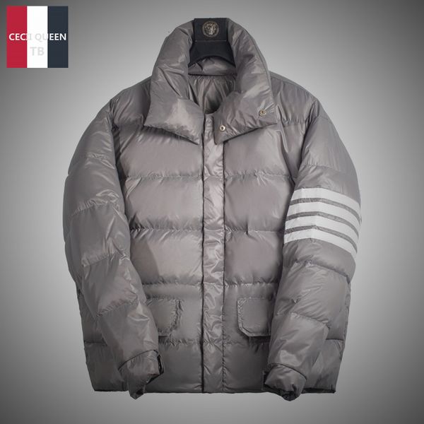 down coat tb winter 90 white duck zipper thickened bread stand collar women's jacket korean wear men's and warm, Black 
down coat tb winter 90 white duck zipper thickened bread stand collar women's jacket korean wear men's and warm, Black