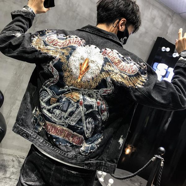 men's suits & blazers 100%real men leisure fashion eagle sequined beading rivet jean jacket hip short tuxedo jacket/stage performance/a, White;black
men's suits & blazers 100%real men leisure fashion eagle sequined beading rivet jean jacket hip short tuxedo jacket/stage performance/a, White;black