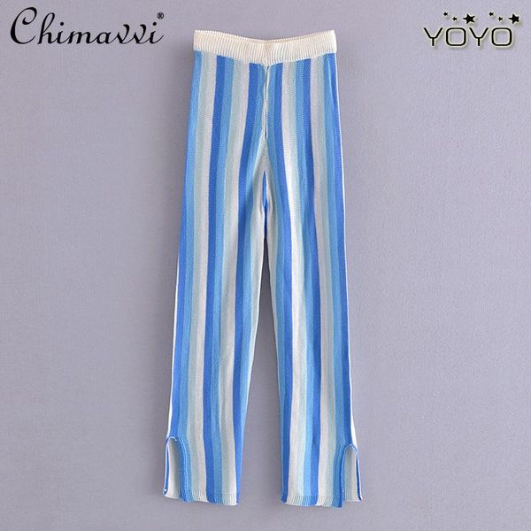women's pants & capris women 's 2021 vintage stripe elastic waist slit hemline knitted casual female high wide leg jogger trousers, Black;white
women's pants & capris women 's 2021 vintage stripe elastic waist slit hemline knitted casual female high wide leg jogger trousers, Black;white