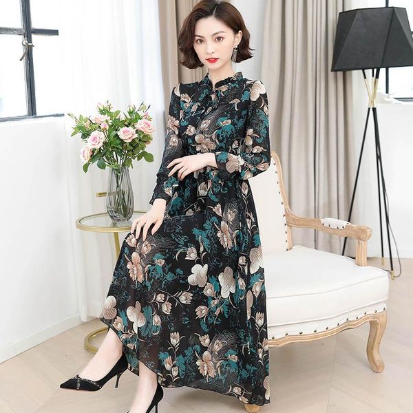 casual dresses fashion women's dress spring autumn floral print chiffon lady elegant long sleeve slim a line vestidos, Black;gray
casual dresses fashion women's dress spring autumn floral print chiffon lady elegant long sleeve slim a line vestidos, Black;gray