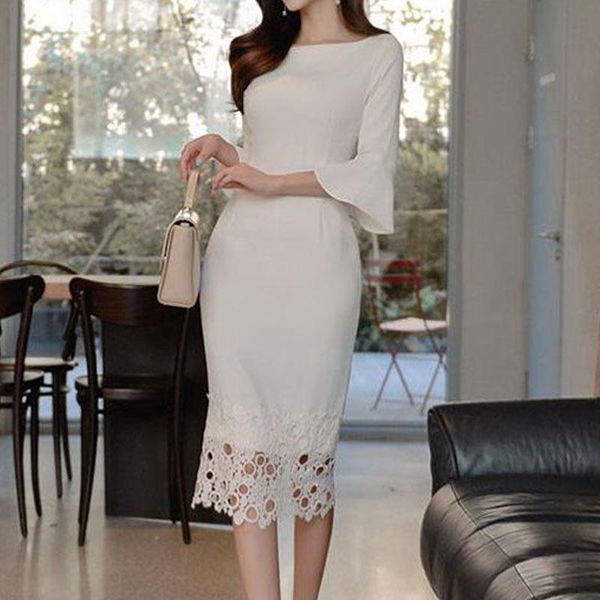 women summer white lace office lady work dress flare sleeve slim pencil dresses formal party spring autumn 2021 casual, Black;gray
women summer white lace office lady work dress flare sleeve slim pencil dresses formal party spring autumn 2021 casual, Black;gray