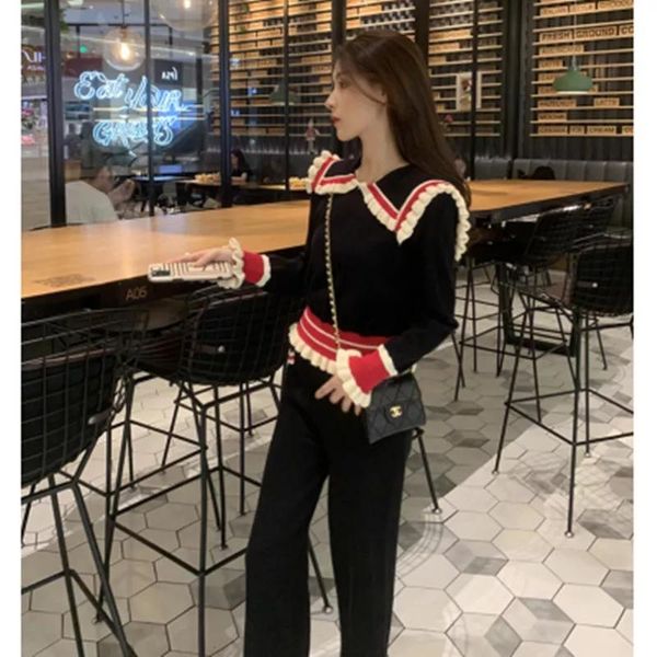 women's two piece pants korean autumn runway knitted long sleeve pullovers sweater casual patchwork jumper + high waist 2 pieces set s, White
women's two piece pants korean autumn runway knitted long sleeve pullovers sweater casual patchwork jumper + high waist 2 pieces set s, White