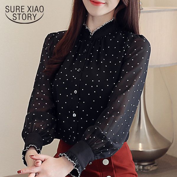 fashion women spring full sleeve printed dot shirts feminine ruffles blouse stand neck chiffon blouses 2261 50 210417, White
fashion women spring full sleeve printed dot shirts feminine ruffles blouse stand neck chiffon blouses 2261 50 210417, White