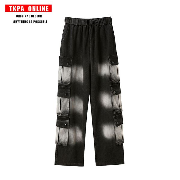pants fashionable the tkpa high street mourning department make old wash tie dye gradual change multi pocket tooling jeans men's loose, Black
pants fashionable the tkpa high street mourning department make old wash tie dye gradual change multi pocket tooling jeans men's loose, Black