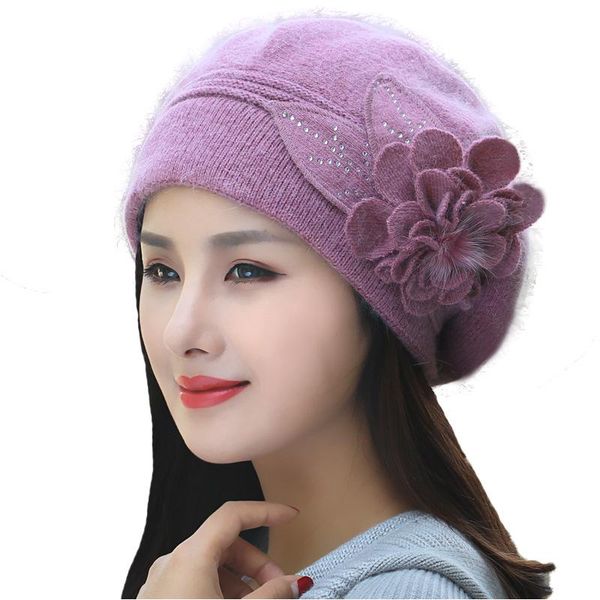 berets women's winter hat, knitted warm autumn flower double-layer ski outdoor beret, Blue;gray
berets women's winter hat, knitted warm autumn flower double-layer ski outdoor beret, Blue;gray