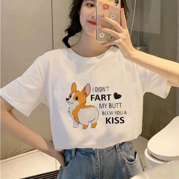 corgi print clothing short sleeve womens t shirt kawaii fashion style stylish happy young woman puppy buffs streetwear casual, White
corgi print clothing short sleeve womens t shirt kawaii fashion style stylish happy young woman puppy buffs streetwear casual, White